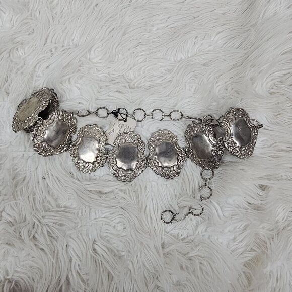 Elegantè NWT Vintage Concho Chain Chrome Belt 42" Western Rodeo - Picture 1 of 9